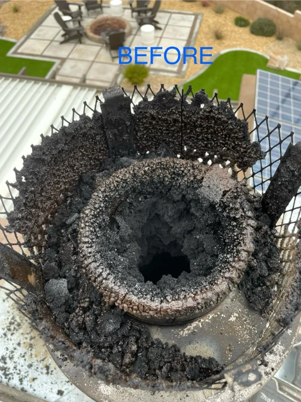 Emergency chimney inspection showing dangerous creosote buildup Greenville SC